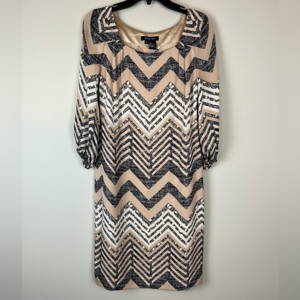 Etcetera 100% Silk Zig Zag Print Dress Size 4